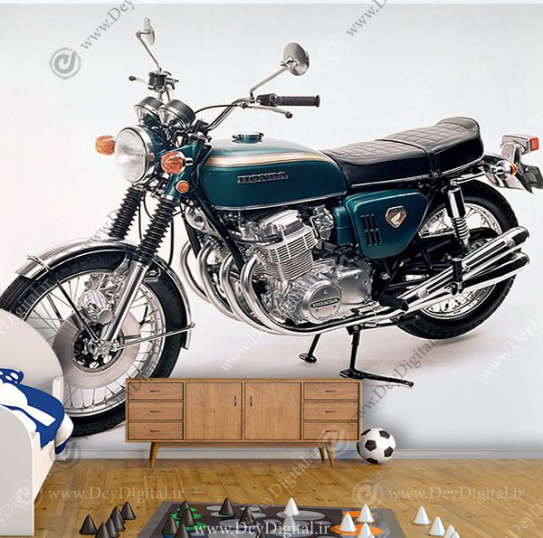 پوستر دیواری سه بعدی طرح موتور هوندا قدیمی