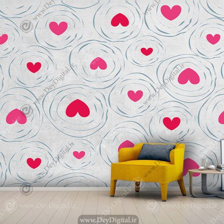 کاغذ دیواری سه بعدی طرح قلبی برای اتاق خواب دختر