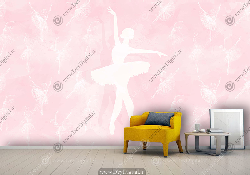 کاغذ دیواری سه بعدی اتاق دختر طرح باله