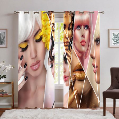 پرده پانچ طرح چهره میکاپ شده برای آرایشگاه