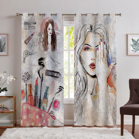 پرده چاپی پانچی مدل آرایشگاه زنانه