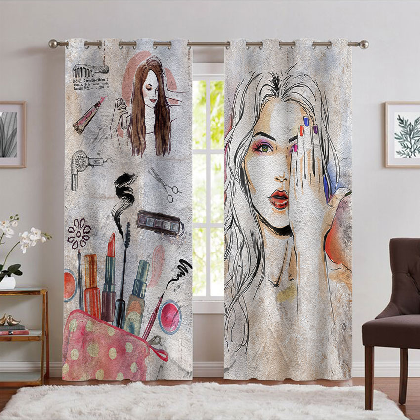 پرده چاپی پانچی مدل آرایشگاه زنانه