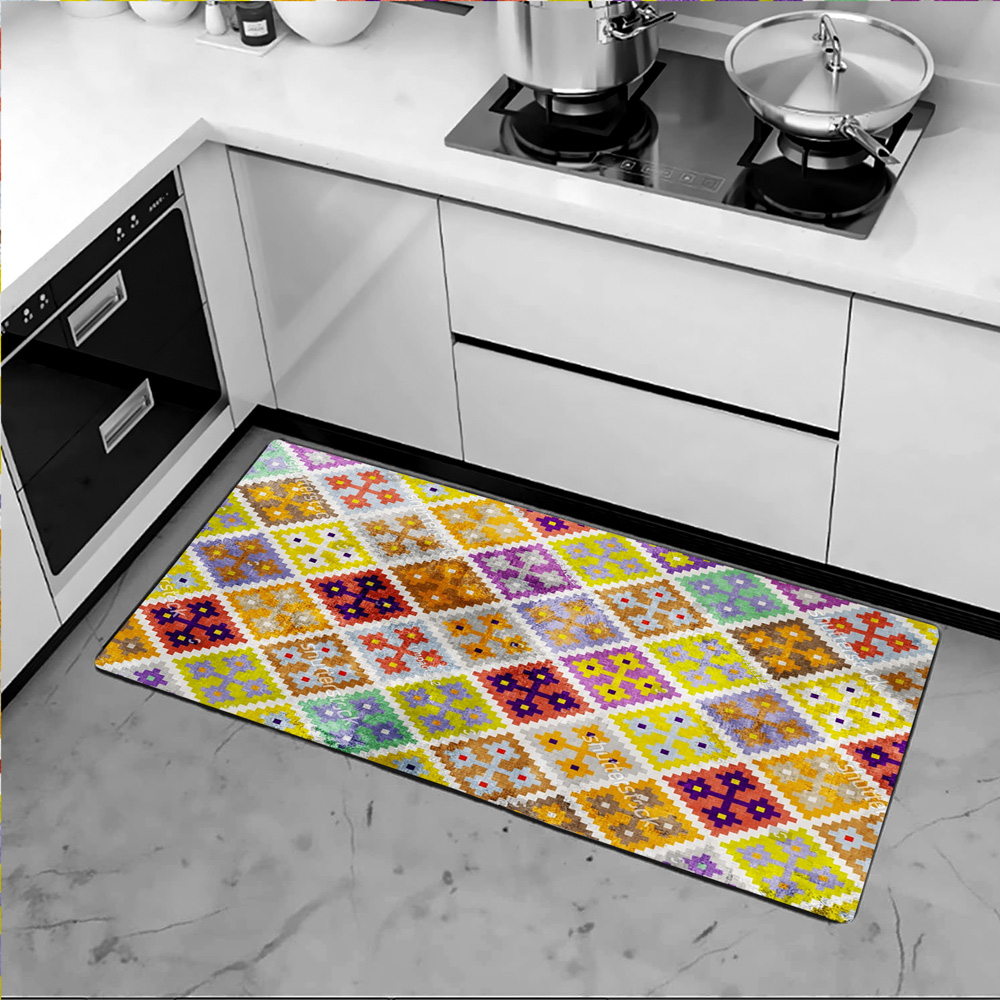 فرش آشپزخانه با کابینت سفید