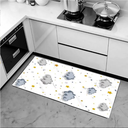 فرش آشپزخانه با کابینت سفید