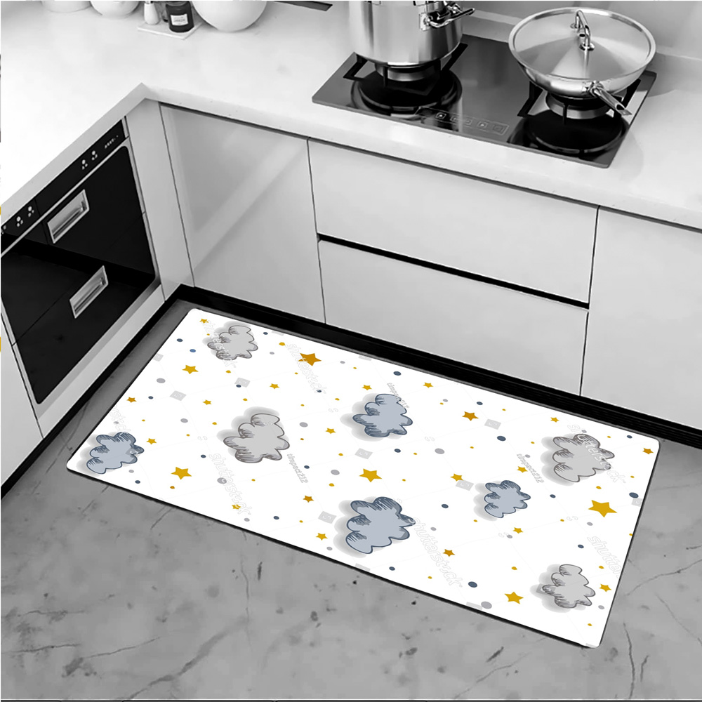 فرش آشپزخانه با کابینت سفید