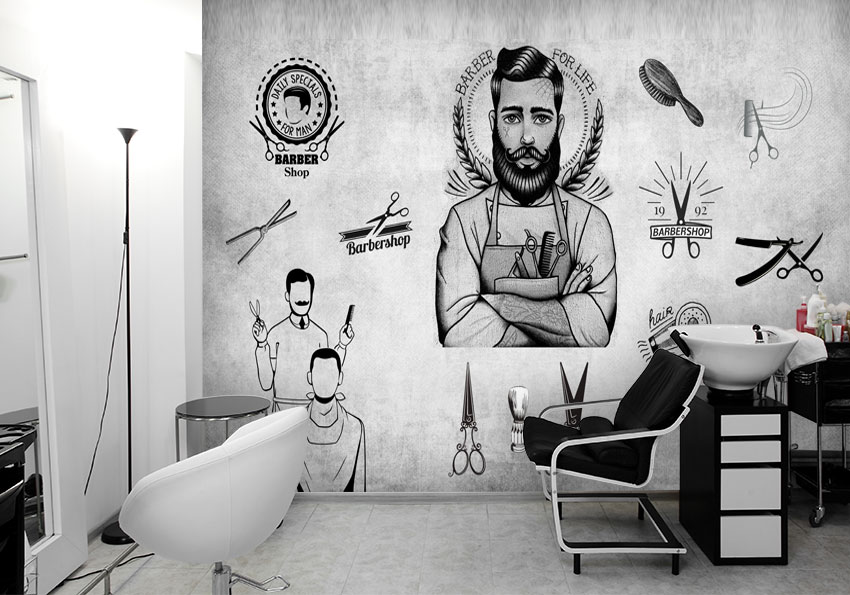 کاغذ دیواری آرایشگاه مردانه