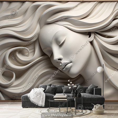 پوستر دیواری سه بعدی چهره گچبری
