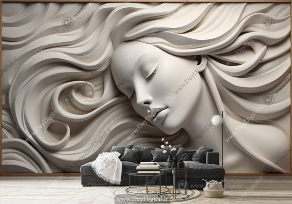 پوستر دیواری سه بعدی چهره گچبری