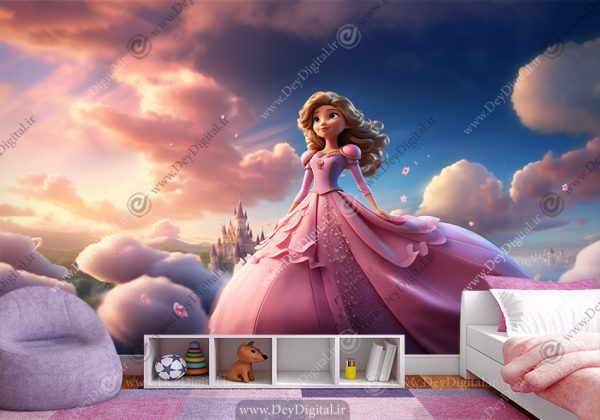 کاغذ دیواری سه بعدی طرح پرننسی برای اتاق دختر