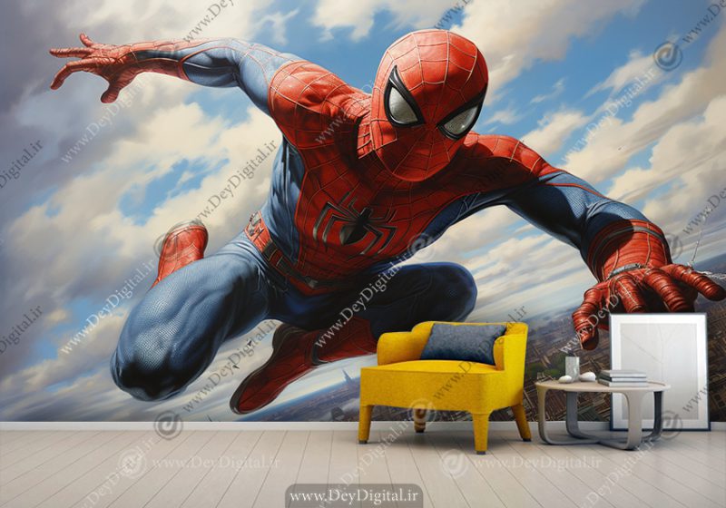 پوستر دیواری مرد عنکبوتی در آسمان