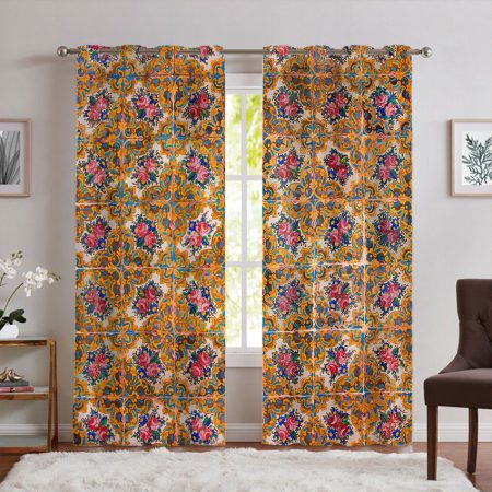 پرده برای اتاق خواب طرح کاشی سنتی