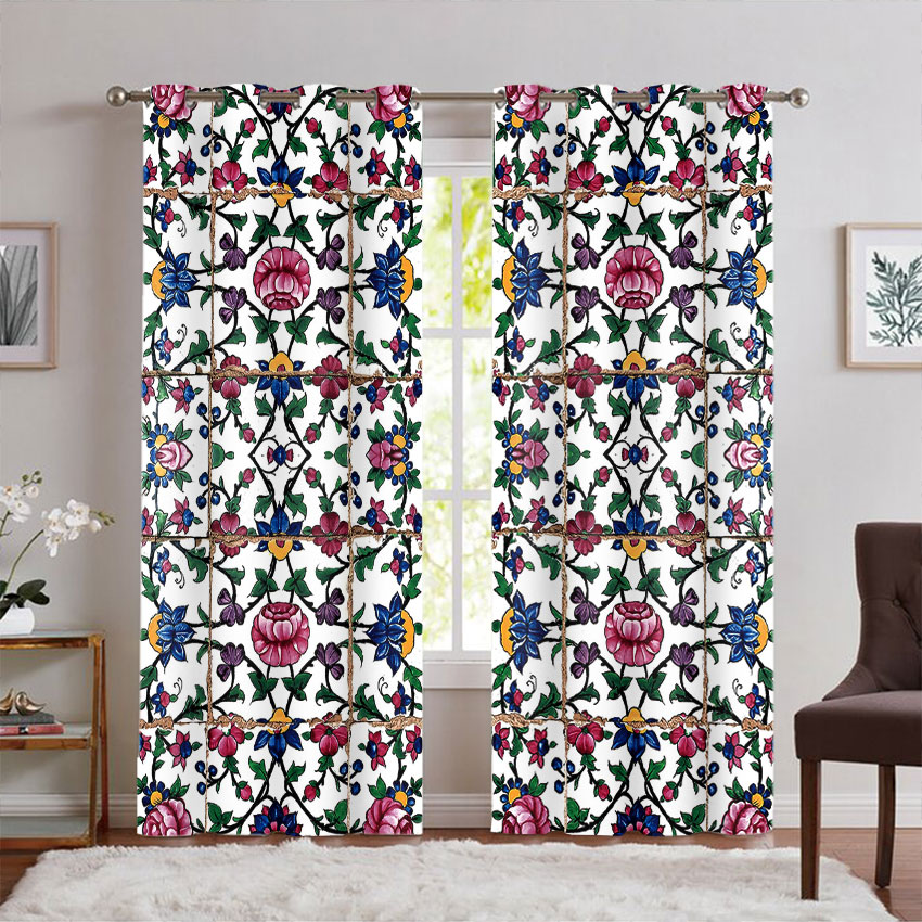 پرده برای پذیرایی طرح کاشی سنتی پانچ شده