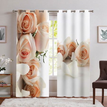 پرده پانچی برای پذیرایی طرح گل طبیعی