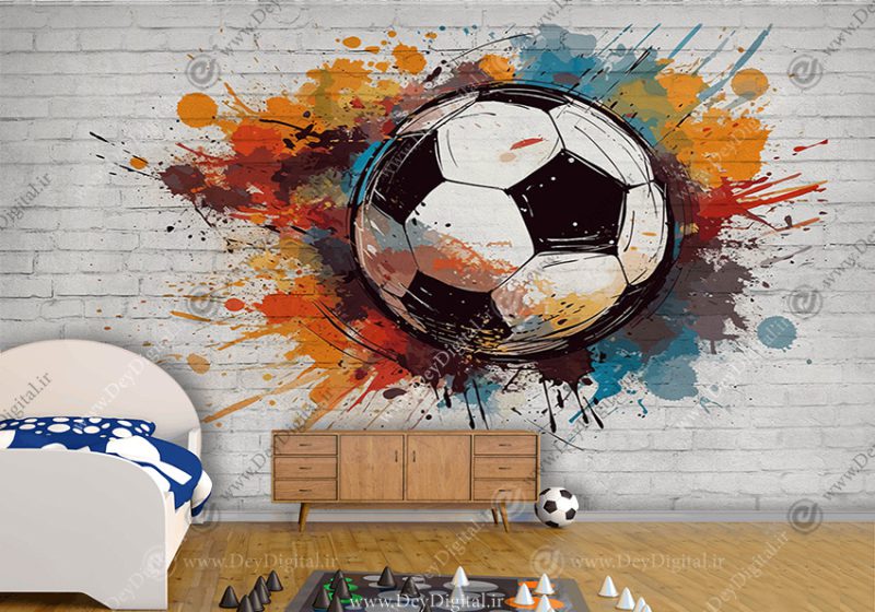 پوستر دیواری سه بعدی طرح توپ فوتبال