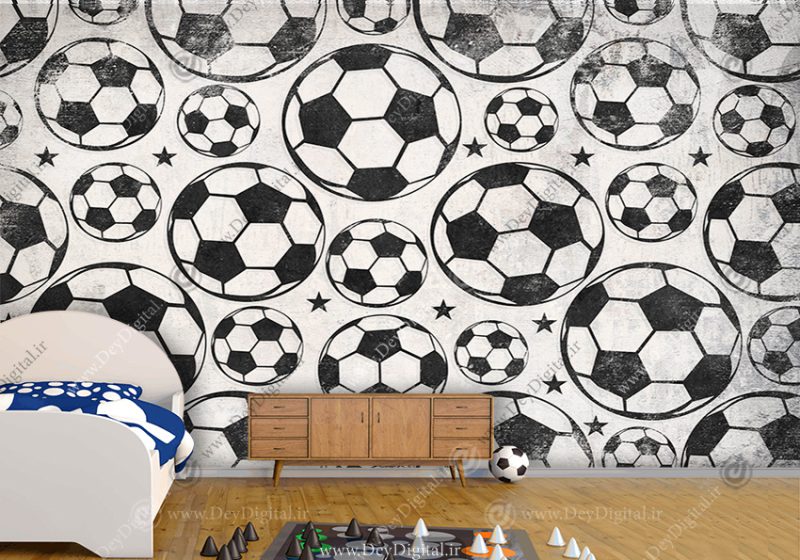 کاغذ دیواری سه بعدی اتاق پسر طرح توپ فوتبال