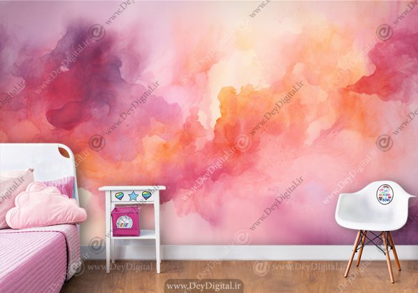 کاغذ دیواری دخترانه آبرنگی