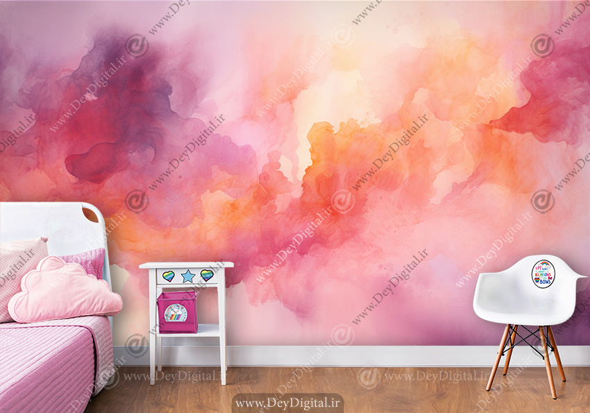 کاغذ دیواری دخترانه آبرنگی