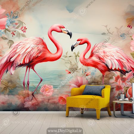پوستر سه بعدی لاکچری دخترانه طرح فلامینگو