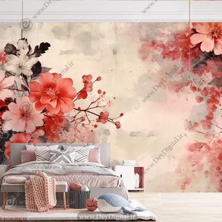 پوستر دیواری اتاق خواب طرح گل سرخ