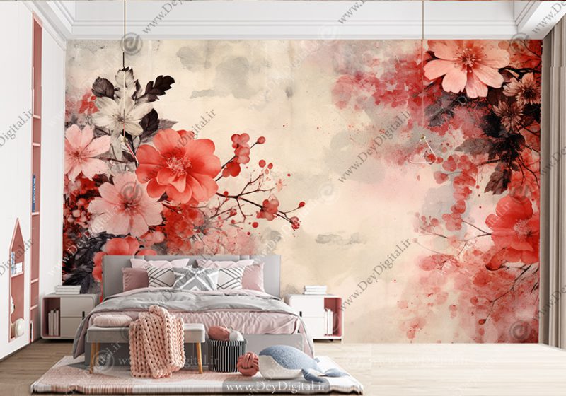 پوستر دیواری اتاق خواب طرح گل سرخ