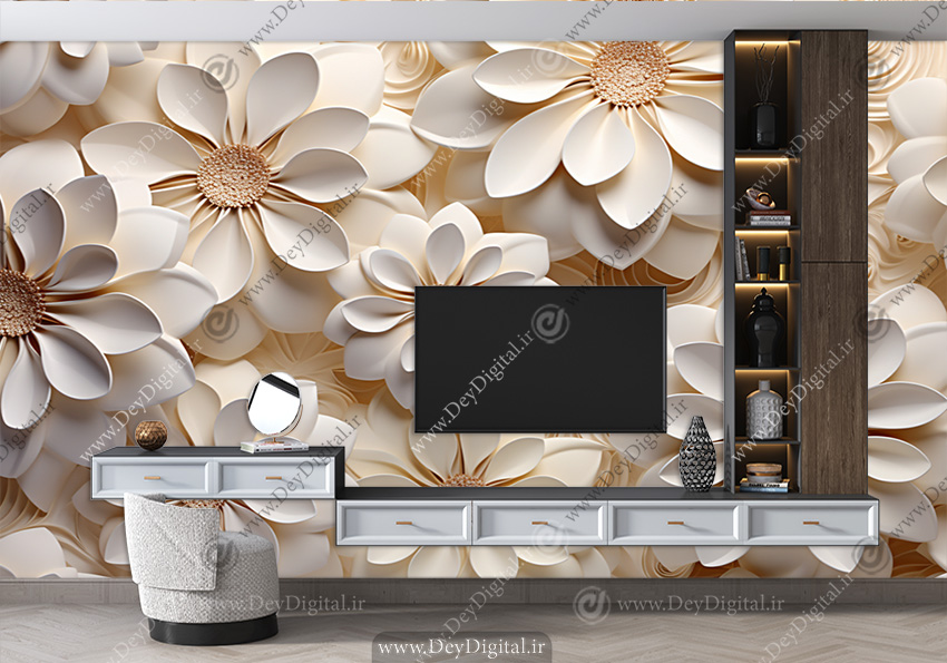کاغذ دیواری سه بعدی برای دیوار پشت تلویزیون
