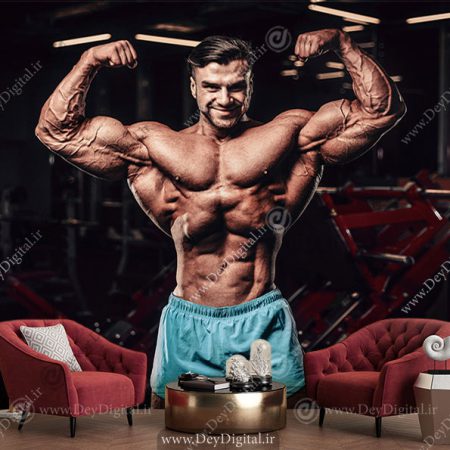 پوستر سه بعدی بدنساز برای باشگاه