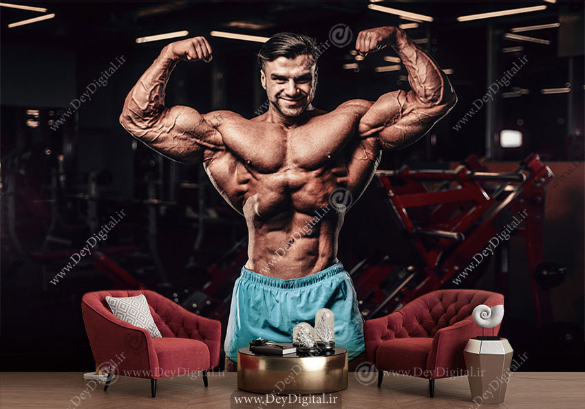 پوستر سه بعدی بدنساز برای باشگاه