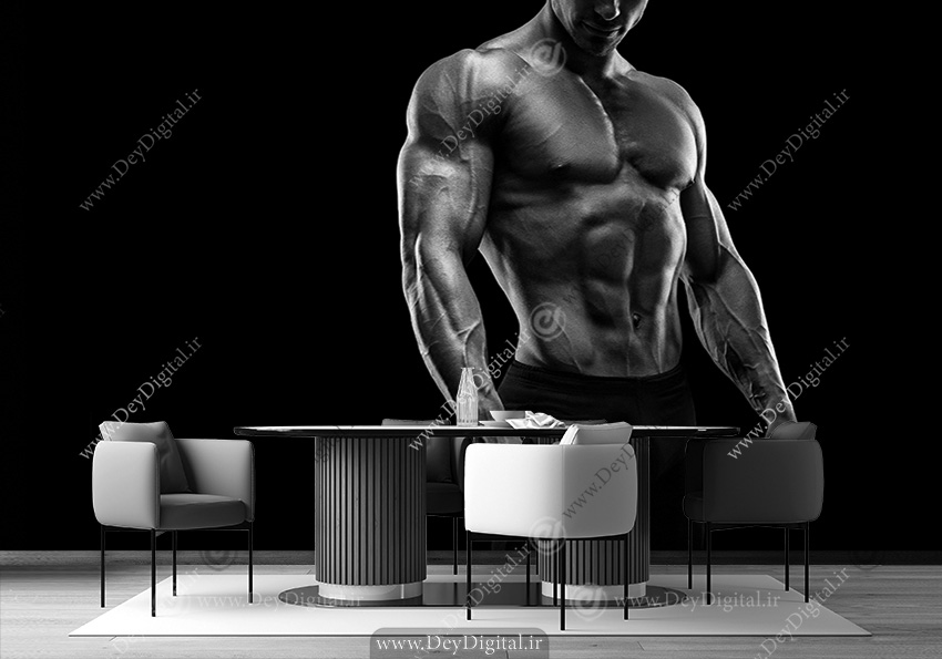 کاغذدیواری باشگاه بدنسازی مدل یک ورزشکار حرفه ای