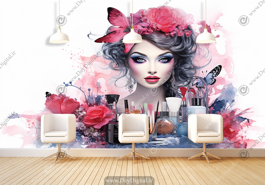 کاغذ دیواری سه بعدی آرایشگاه زنانه