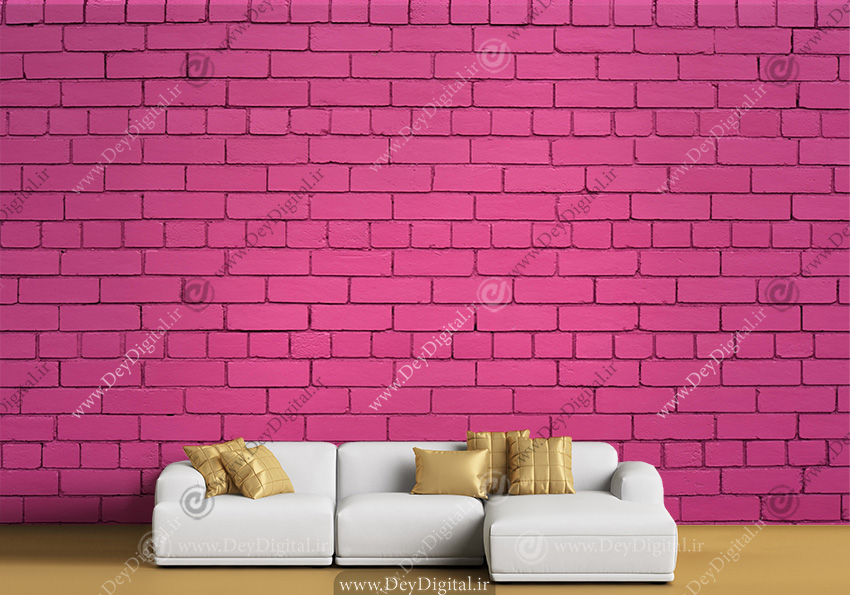 پوستر سه بعدی آجری رنگ صورتی