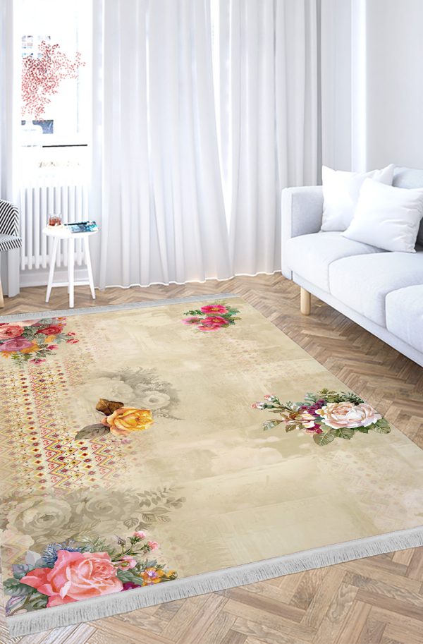 فرش چاپی طرح گل برای اتاق خواب