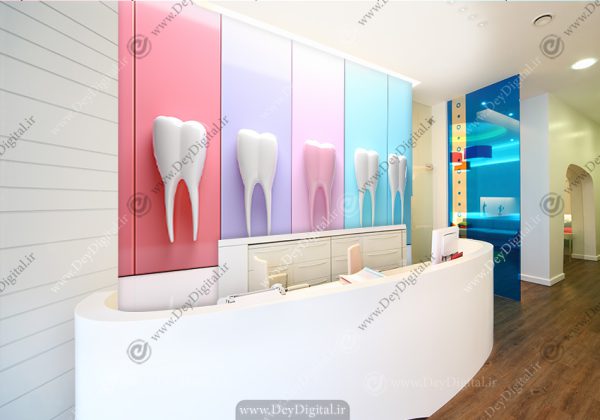کاغذ دیواری سه بعدی طرح دندان