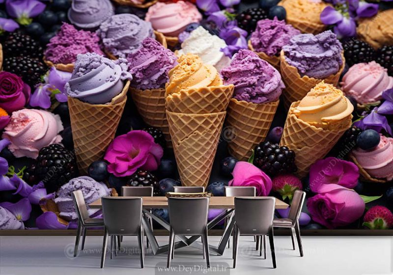 پوستر دیواری سه بعدی بستنی میوه ای