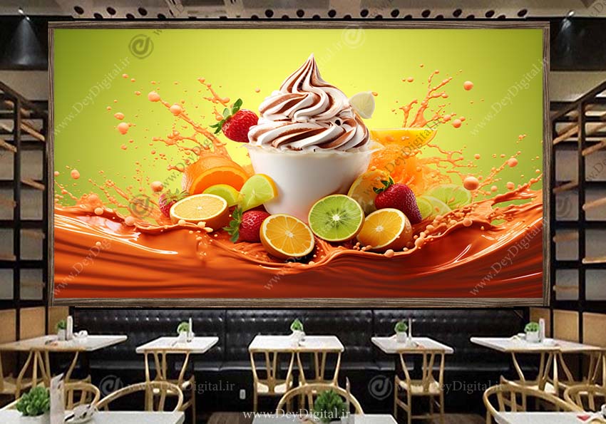 پوستر دیواری سه بعدی بستنی فروشی