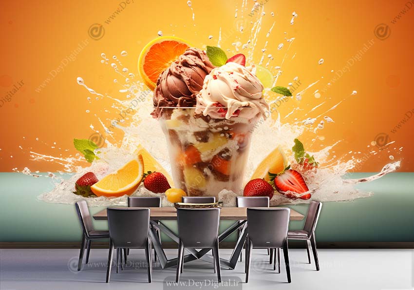 کاغذ دیواری سه بعدی طرح بستنی
