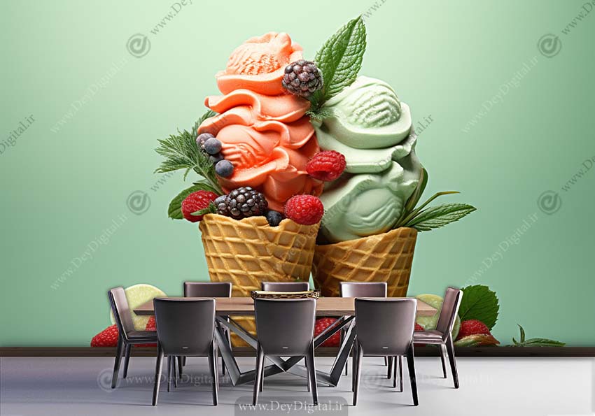 کاغذ دیواری سه بعدی بستنی فروشی