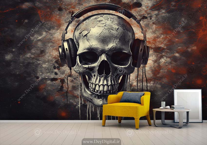 کاغذ دیواری سه بعدی طرح اسکلت