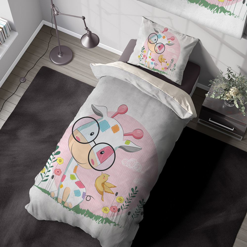 روتختی اتاق بچه طرح گاو عروسکی با عینک