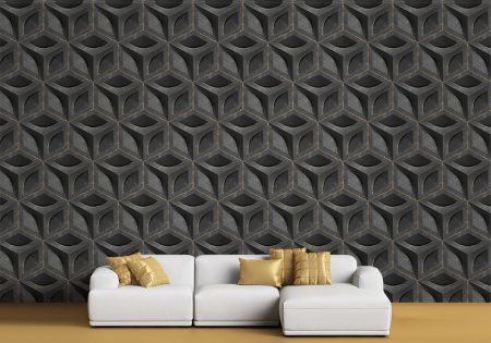 کاغذ دیواری سه بعدی طرح هندسی مشکی