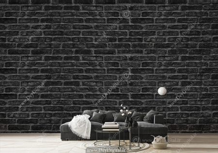 کاغذ دیواری سه بعدی دیوار آجری مشکی