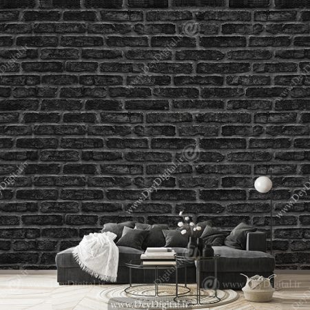 کاغذ دیواری سه بعدی دیوار آجری مشکی