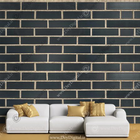 پوستر دیواری سه بعدی طرح آجری مشکی با بند های کرمی