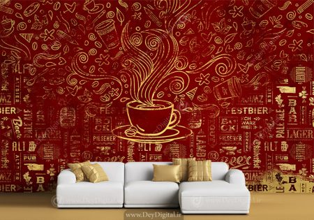 پوستر دیواری ساده و شیک برای کافی شاپ رنگ زرشکی