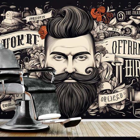 پوستر سه بعدی طرح وکتوری و تایپوگرافی برای آرایشگاه مردانه