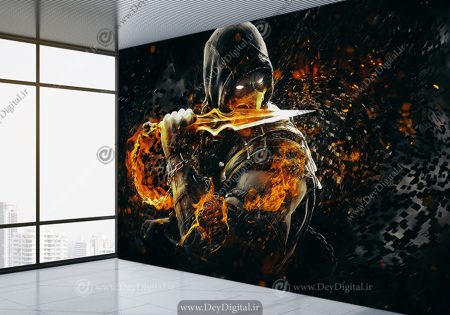 کاغذ دیواری سه بعدی طرح Scorpion شخصیت بازی مورتال