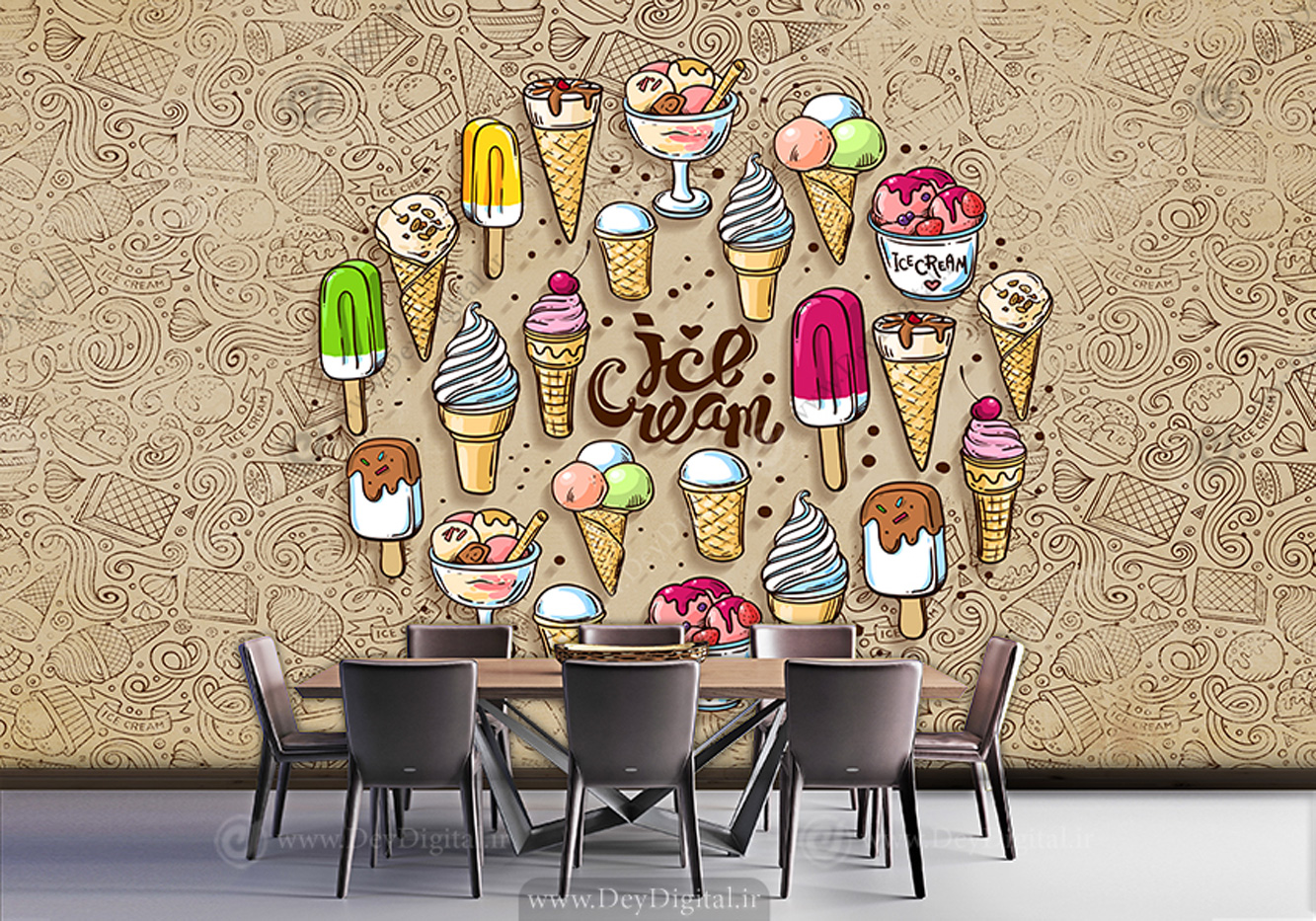 پوستر دیواری فانتزی برای بستنی فروشی