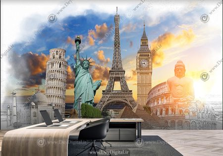 پوستر دیواری مکان های دیدنی جهان برای آژانس مسافربری