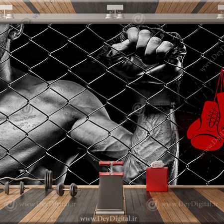 پوستر دیواری سه بعدی مبارز در قفس