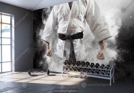 پوستر سه بعدی ورزشکار کمربند مشکی برای ورزش رزمی