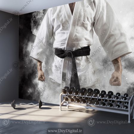 پوستر سه بعدی ورزشکار کمربند مشکی برای ورزش رزمی